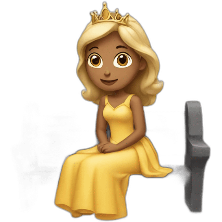 Princess sitting on a bench   emoji