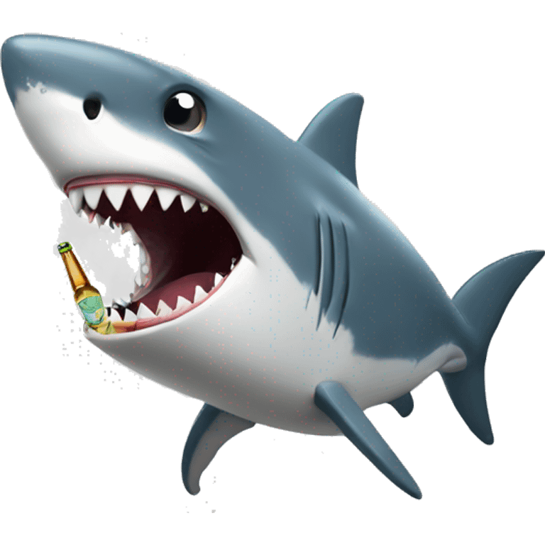 Shark opening beer bottle with teeth emoji