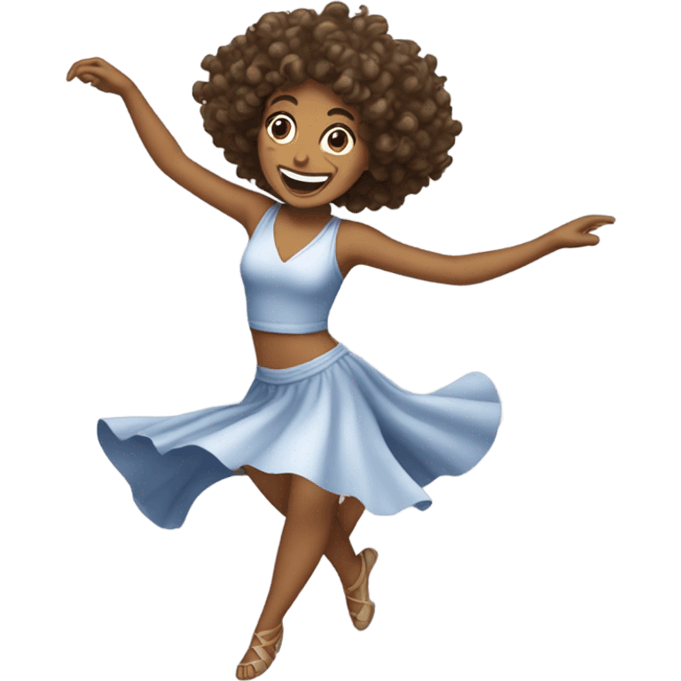 curly woman dancing emoji