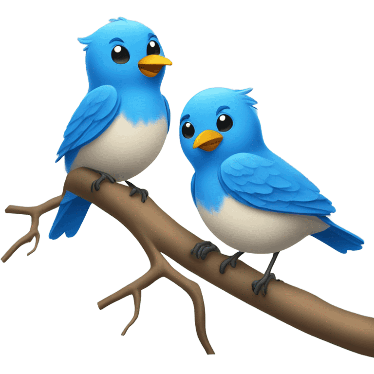 Cartoon blue birds on a tree emoji