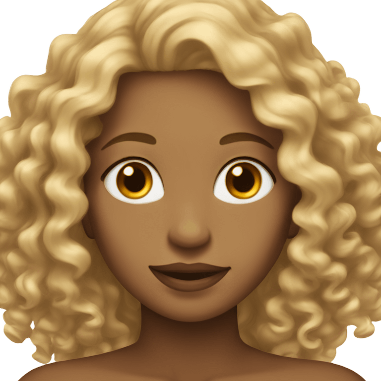 Gorgeous light brown woman with blonde long curly hair  emoji