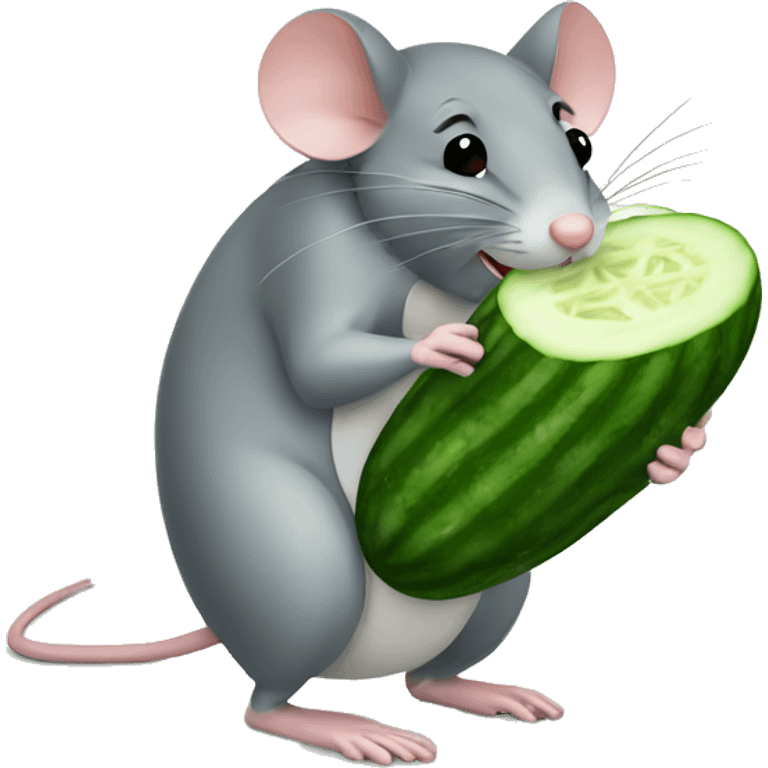 Mouse eating a big cucumber emoji