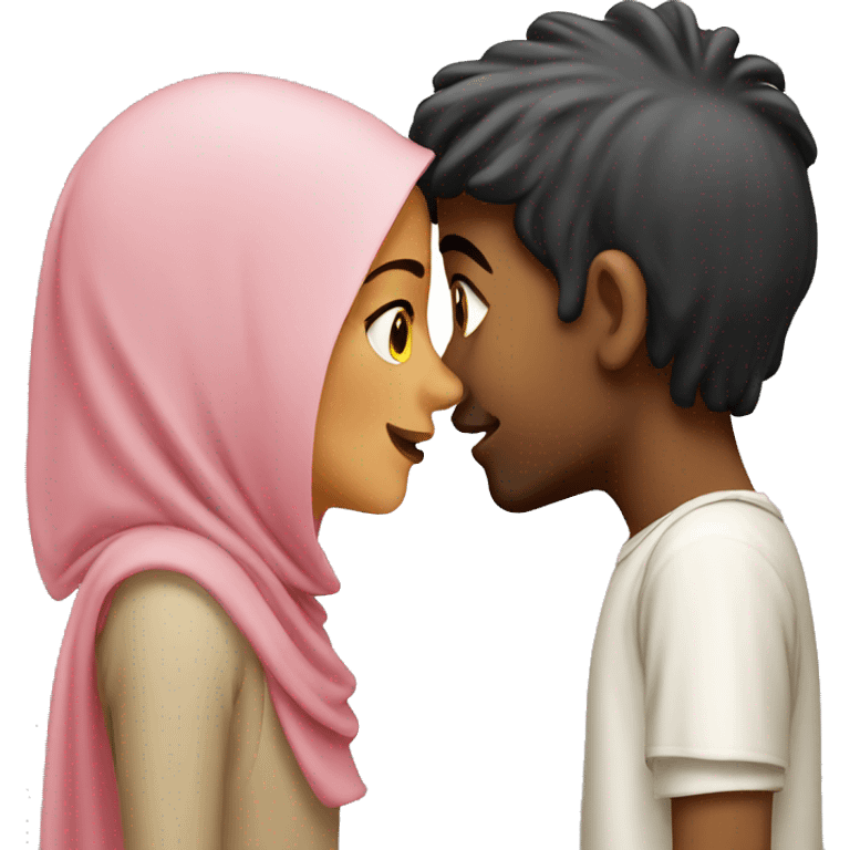 arab girl kissing boy emoji