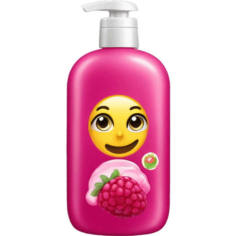 shampoo with a brand of raspberry emoji