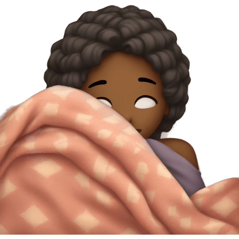 woman cozying up with a blanket emoji