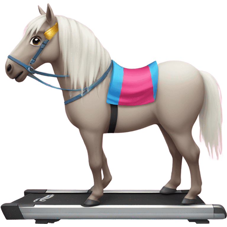 Horse wearing party hat on a treadmill emoji