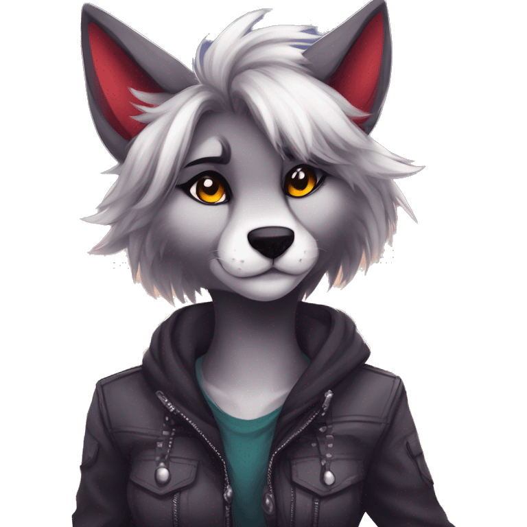 Edgy modern anthro furry sona by Falvie, AngieWolf emoji