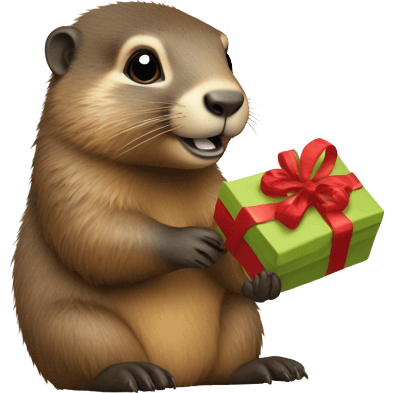 A marmot with gift emoji