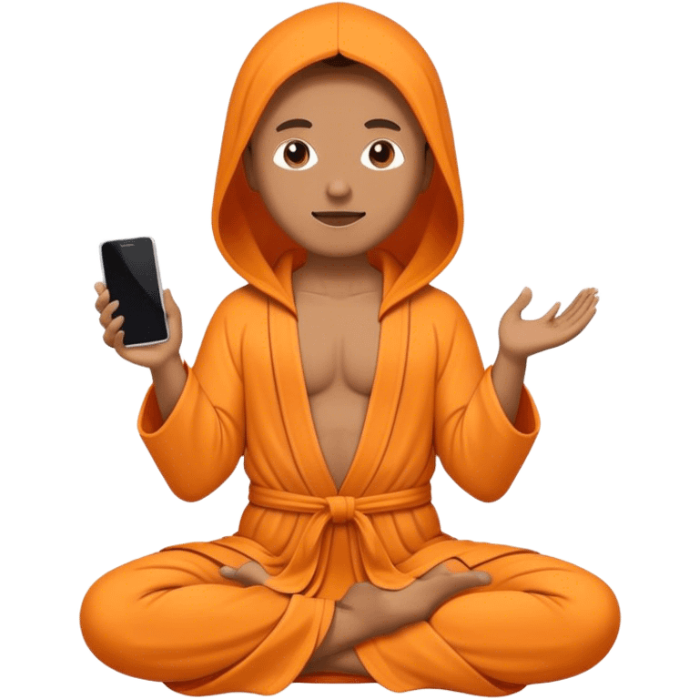 a mobile Phone covered in a orance robe in yoga position emoji