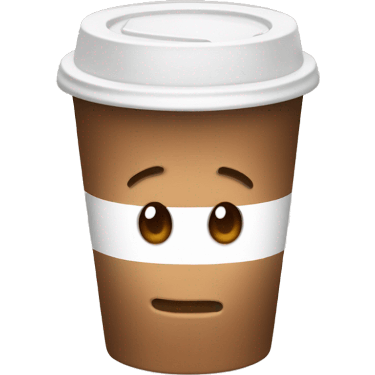 1 transparent takeaway coffee cup, brown toffee latte, with an @ on the cup, solid color background emoji