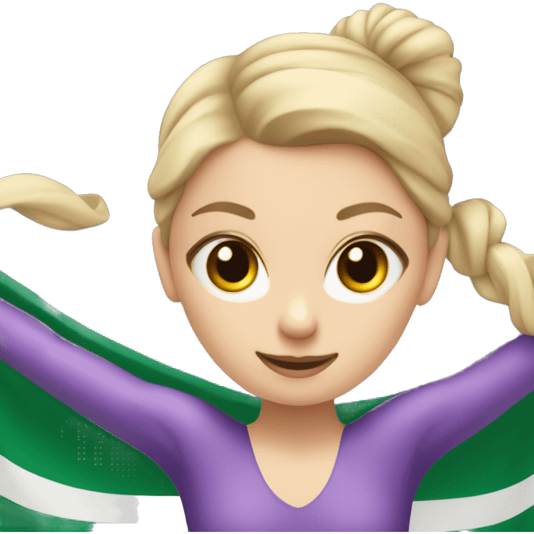 a white girl doing rhythmic gymnastics in a purple leotard  emoji