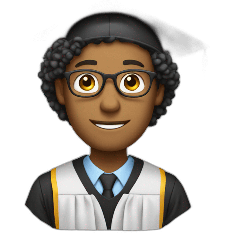 Male Teacher with curly hair and a graduation hat emoji