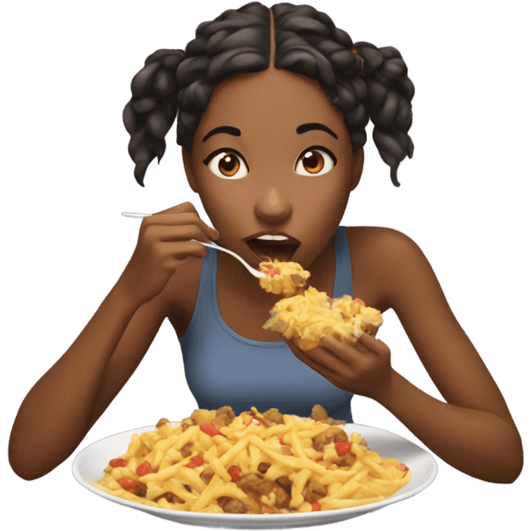 Girl eating mukbang emoji