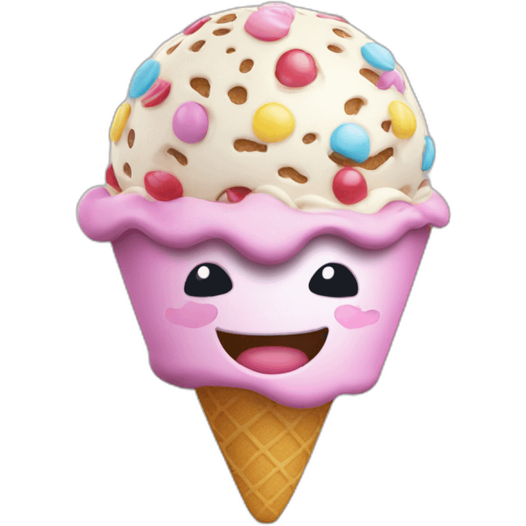 3d sphere with ice cream skin pattern texture emoji