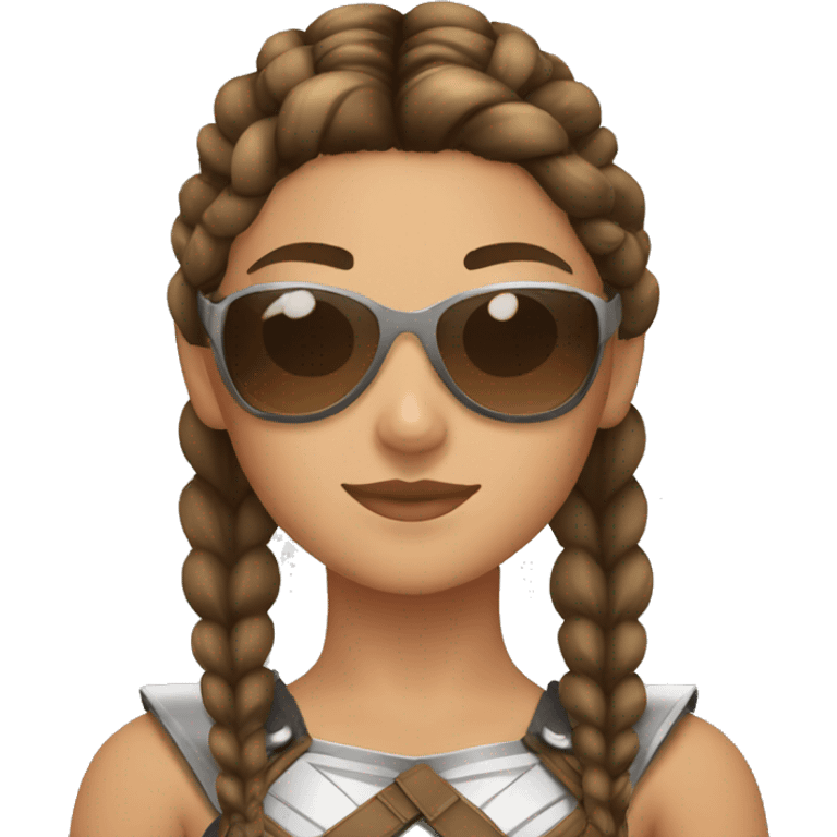 Girl gladiator with French braids, brown hair and sunglasses emoji