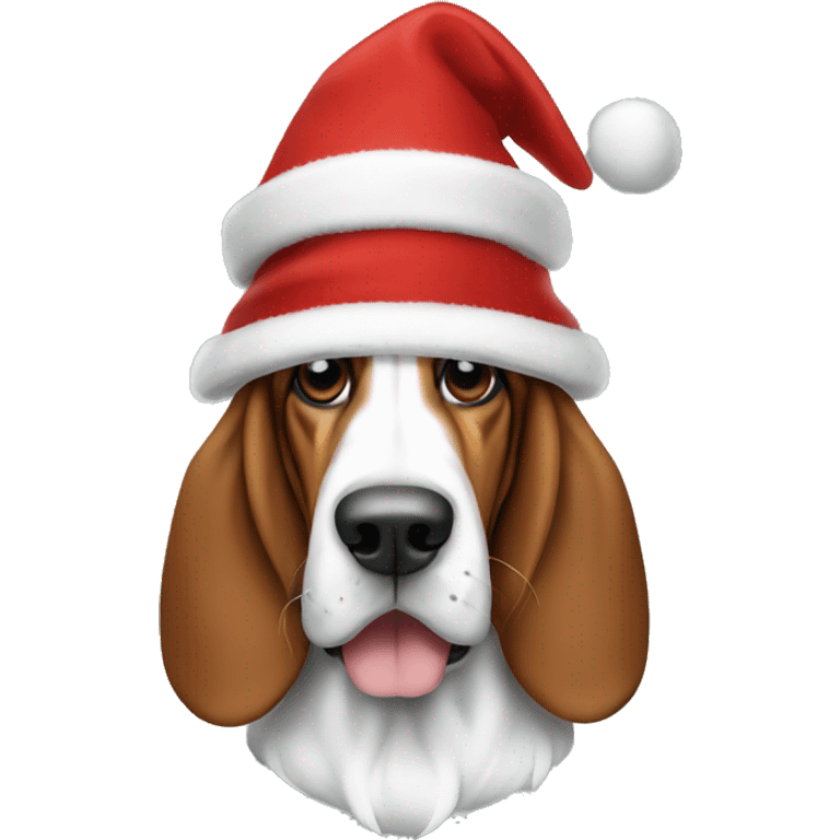 Basset hound in Christmas hat emoji