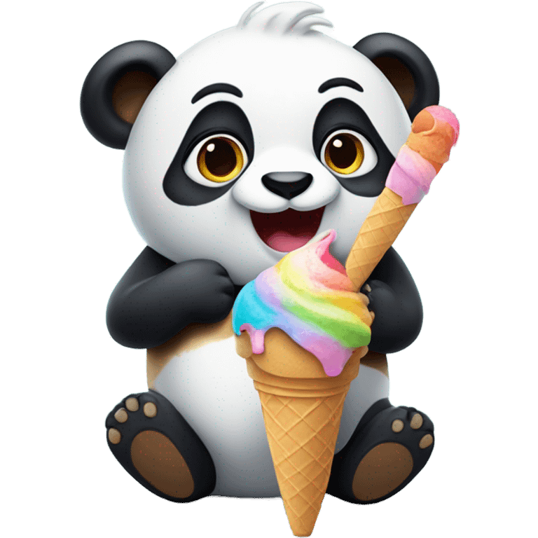 Panda eating ice cream emoji