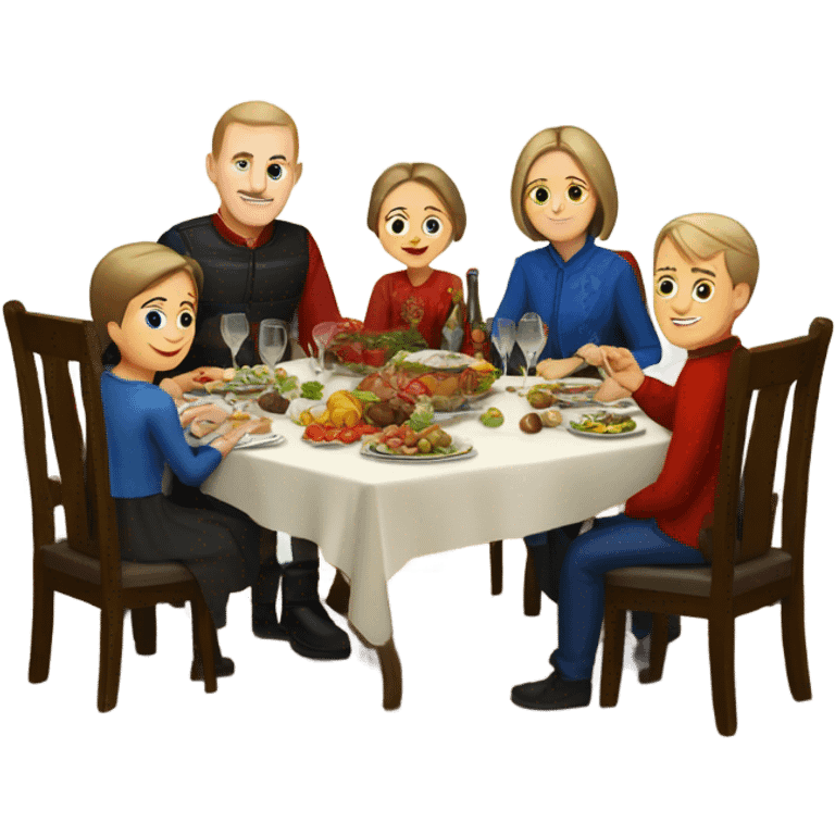 Russian family sitting at the New Year's table emoji