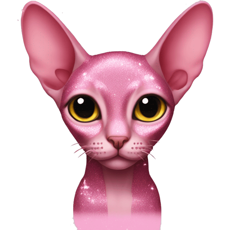 Sphinx cat covered in pink glitter emoji