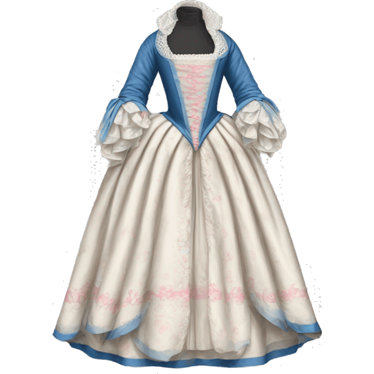 17th century gown with pink white and blue  emoji