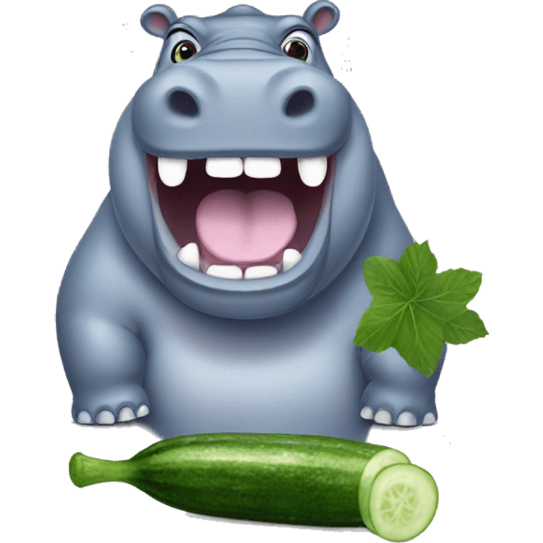 Hippo with a cucumber  emoji