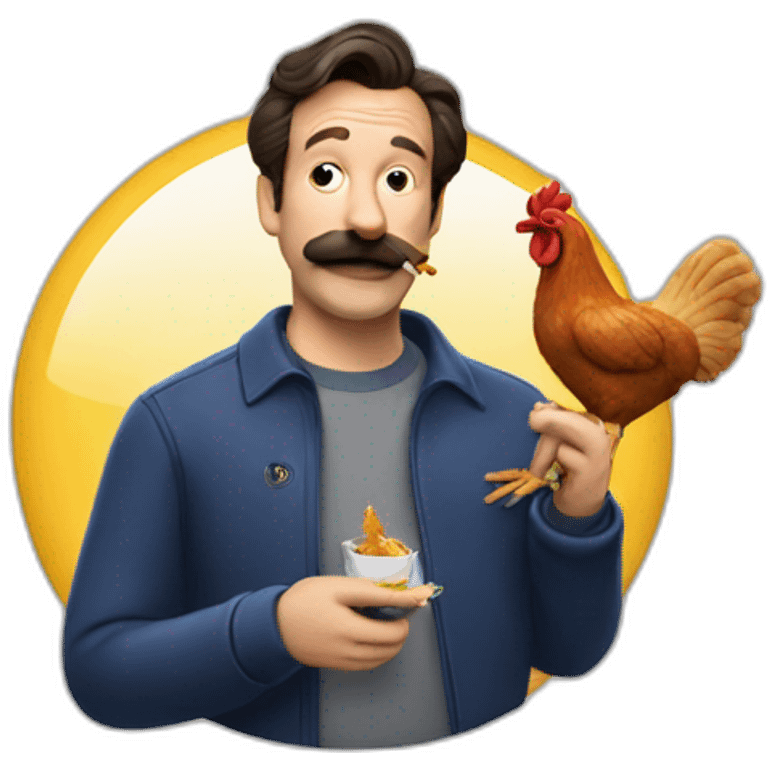 Ted Lasso smoking a chicken emoji