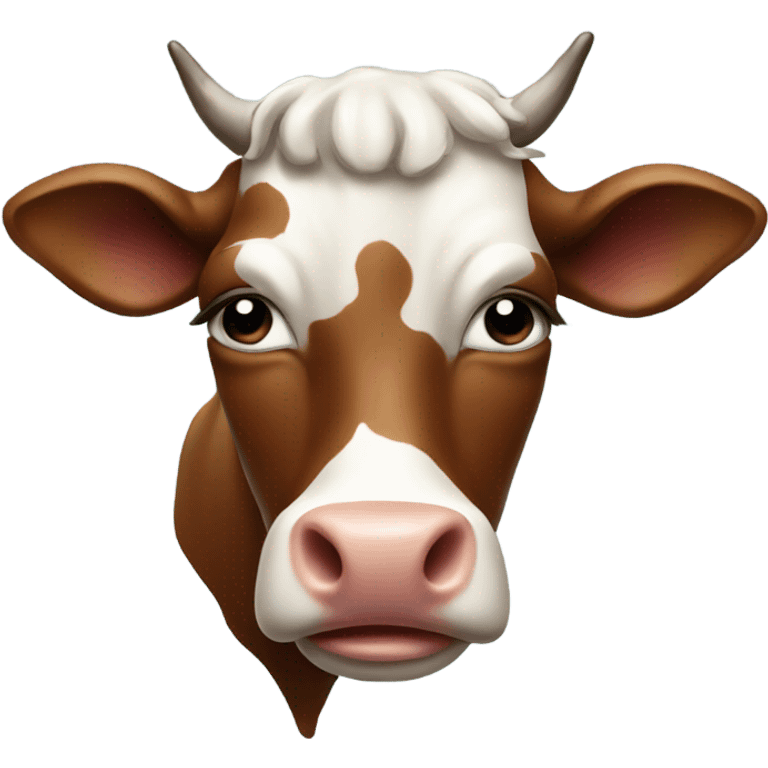 A cow with a poop on top of it head emoji