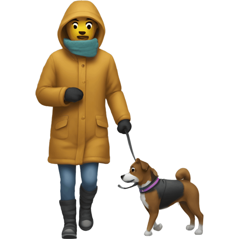 Person walking dog in blizzard  emoji