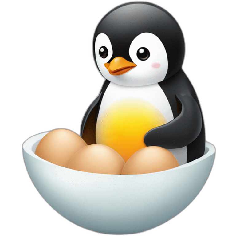 Penguin making eggs emoji