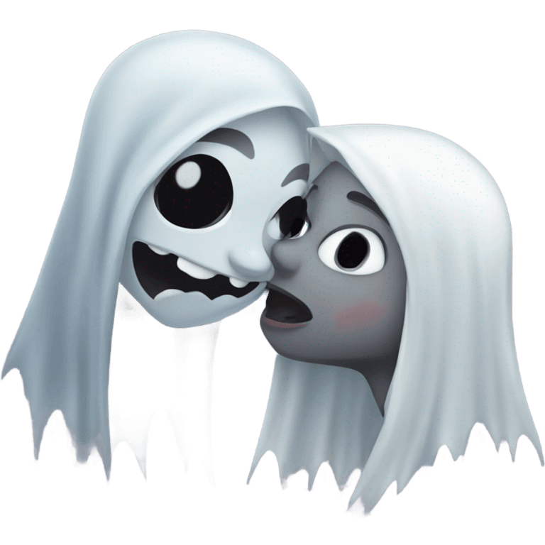 Ghost kissing Mae vampire emoji