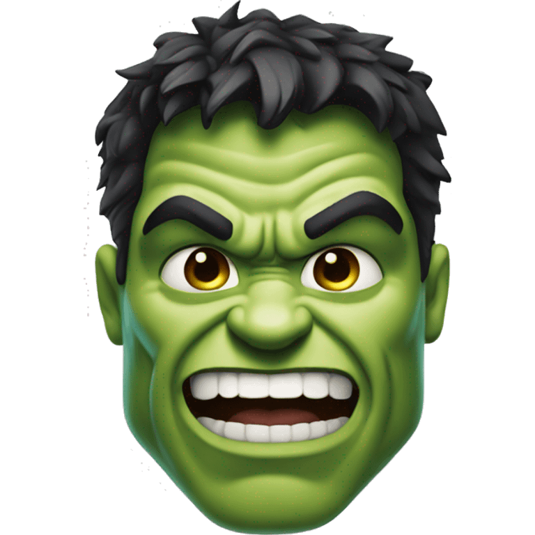 a hulk face with one eye brow raised smiling emoji