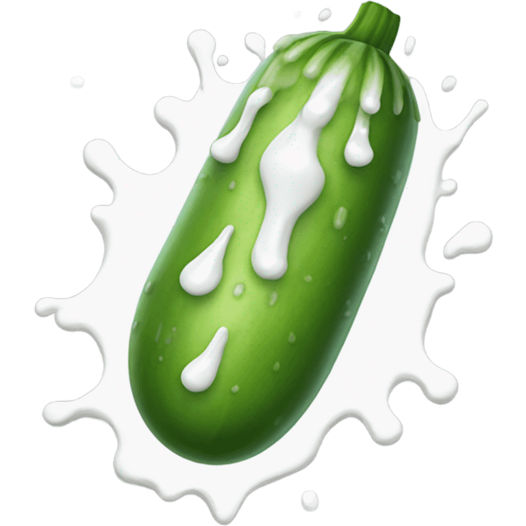 Tanned cucumber with white paint dripping  emoji