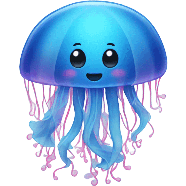 A blue jellyfish in love  emoji