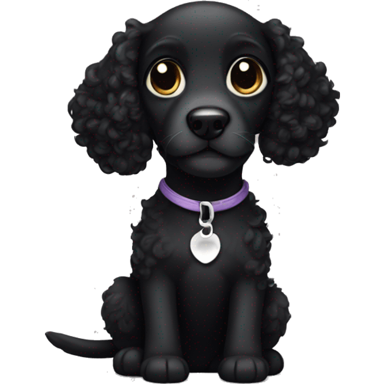 curly black puppy with white forehead emoji