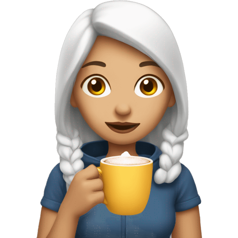 girl sipping hot coco emoji