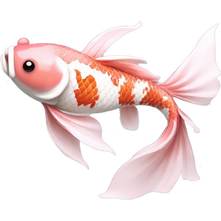 Pink and white fancy koi fish  emoji