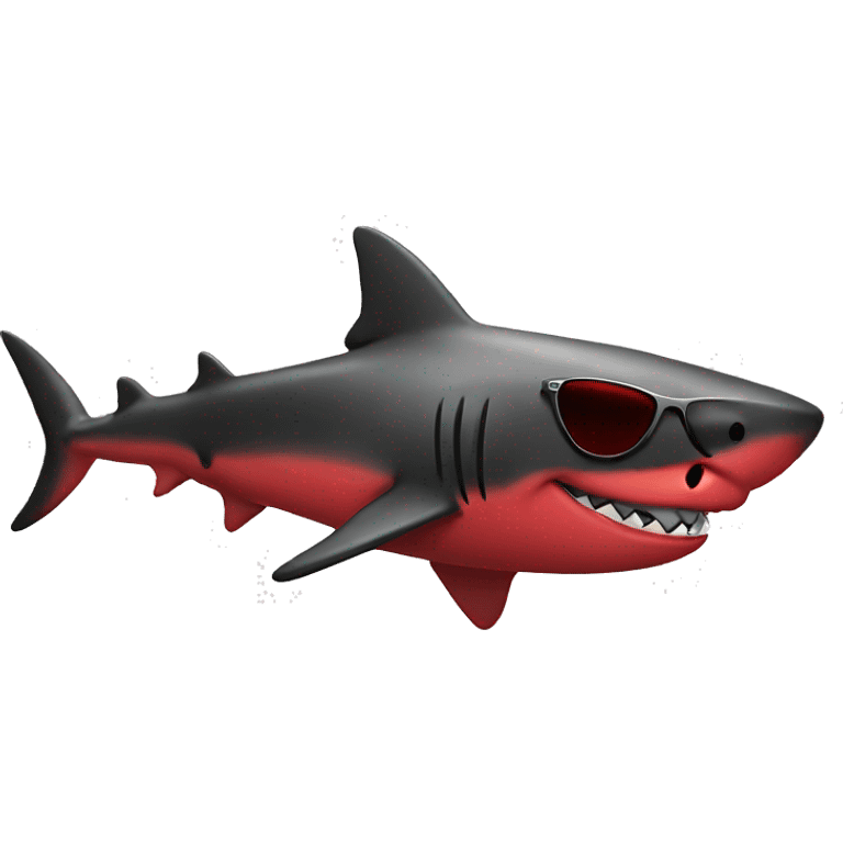 Red brother shark with black sunglasses. emoji