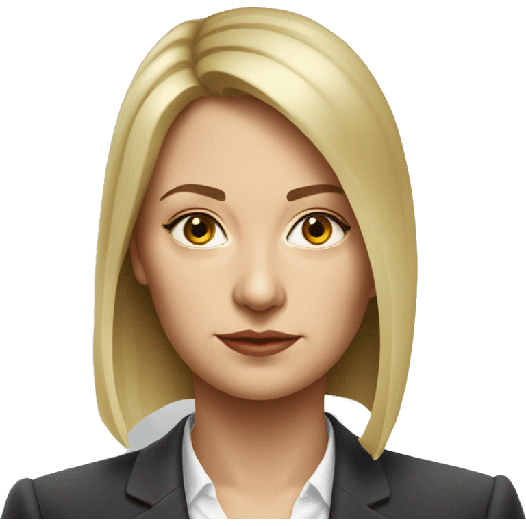 Russian woman full length in suit photorealistic serious emoji