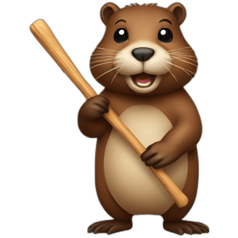 beaver with wood stick  emoji