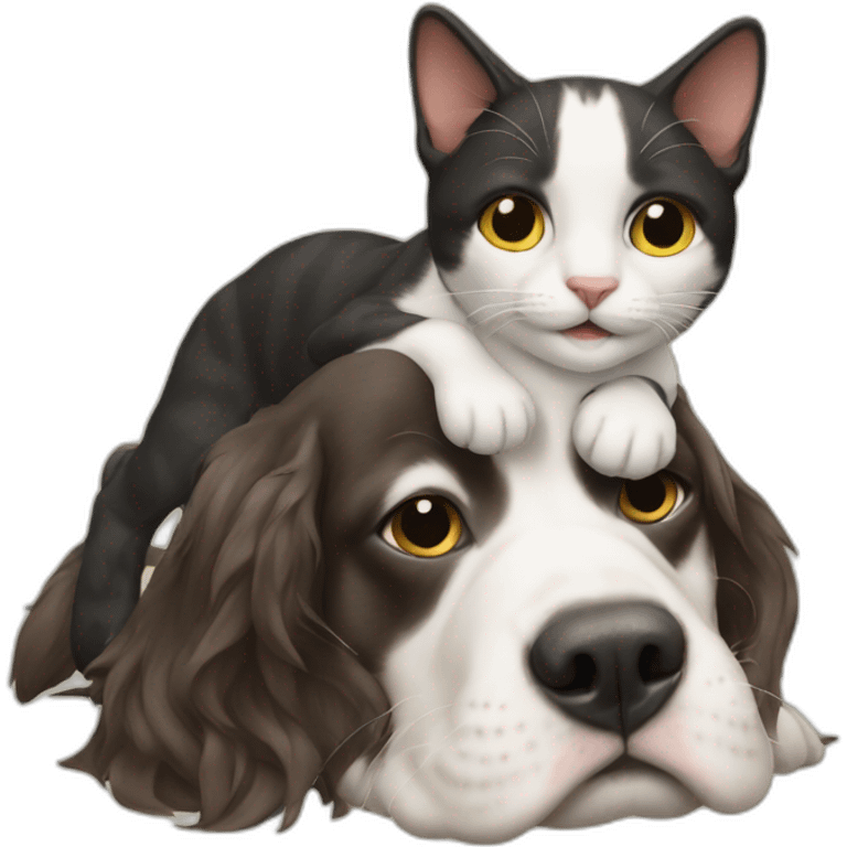 cat on top of a dog emoji