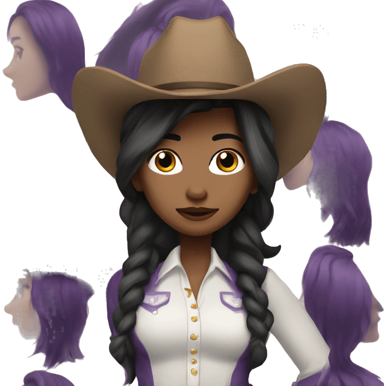 Cowgirl wearing purple black hair and white skin emoji