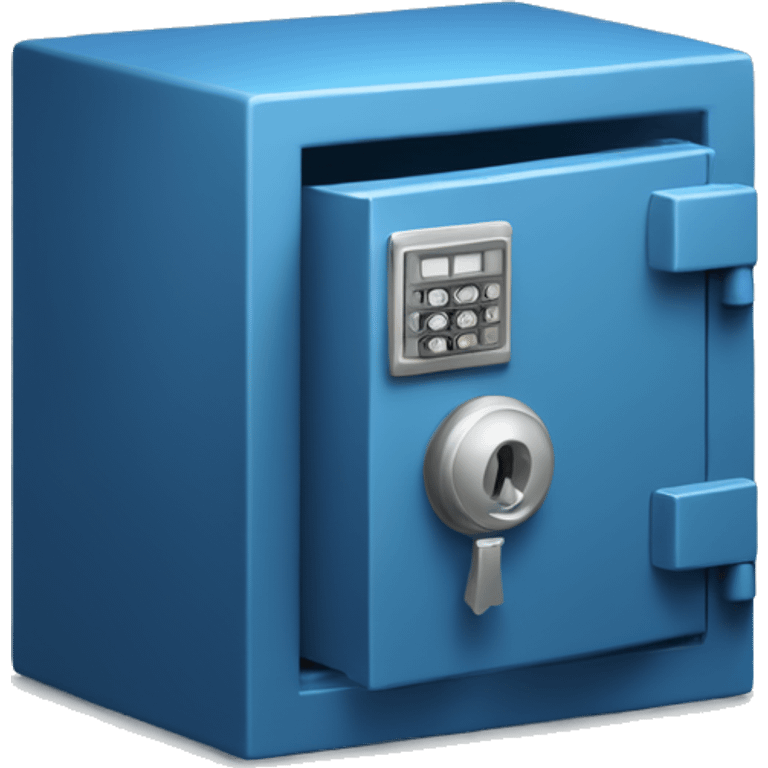 3d  isometric small safe in blue emoji