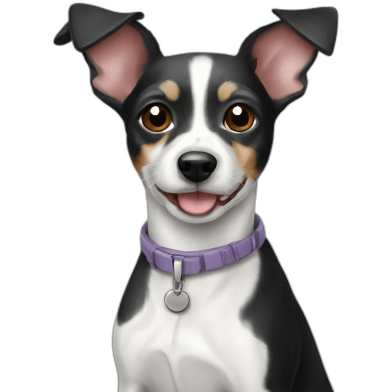 Older senior black and white and grey rat terrier emoji