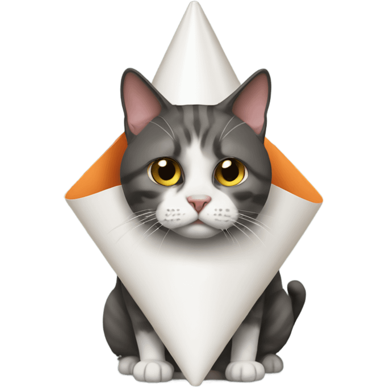 Cat wearing a cone of shame emoji