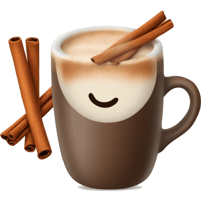 Mug with hot coco and two cinnamon sticks emoji