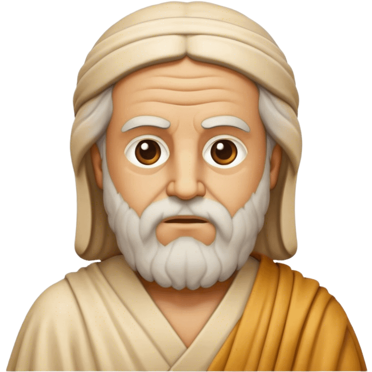 Cinematic Realistic Plato Portrait Emoji, depicted as a wise ancient philosopher with a contemplative expression in classical robes, rendered with soft textures and timeless serene lighting that captures his intellectual legacy. emoji