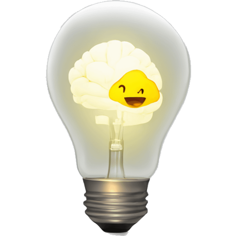 illuminated brain inside the light bulb emoji