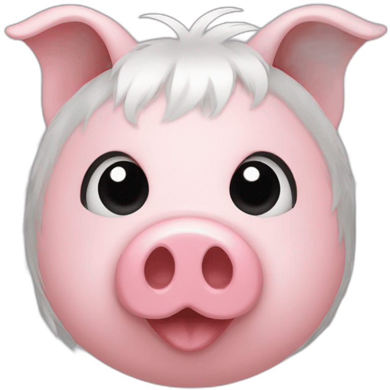 Pig nose with black wig emoji