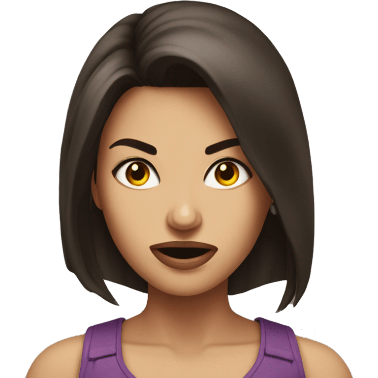 Beautiful woman brunette angry emoji