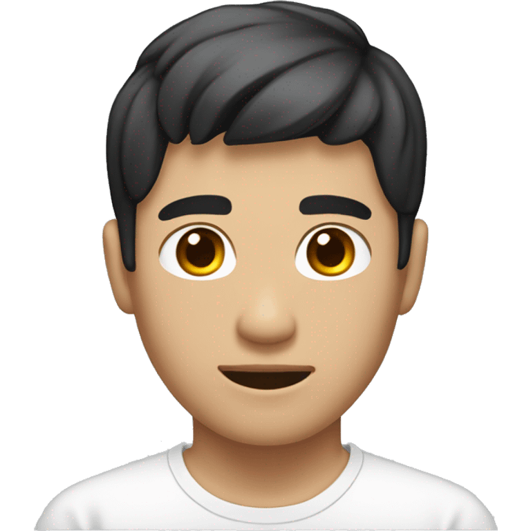 black short hair white skin color asian men with white shirt, make it from soulders and create only one emoji emoji